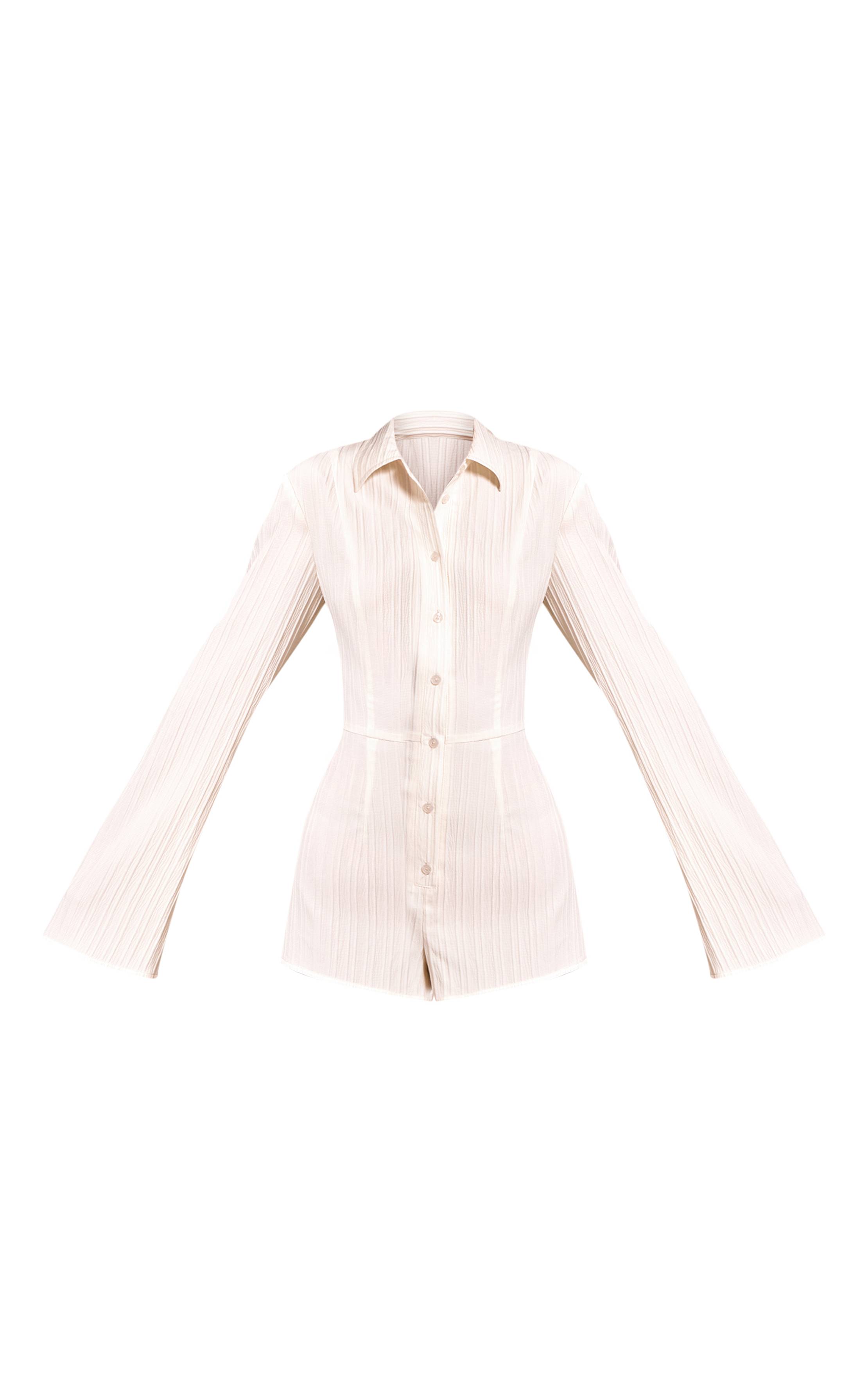 Crème Combinaison-short Texturée Boutonnée