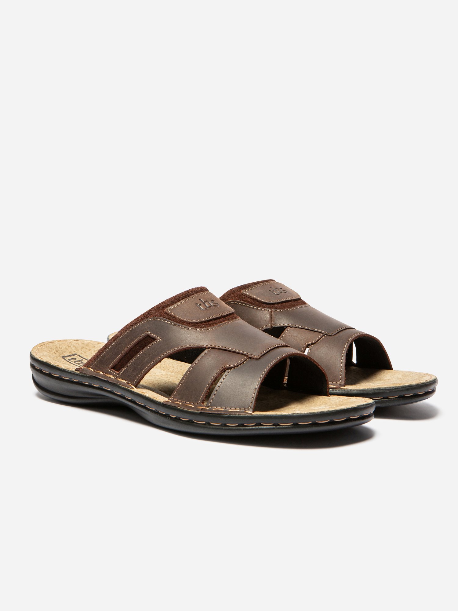 Mules Homme Confort Dessus Cuir Marron