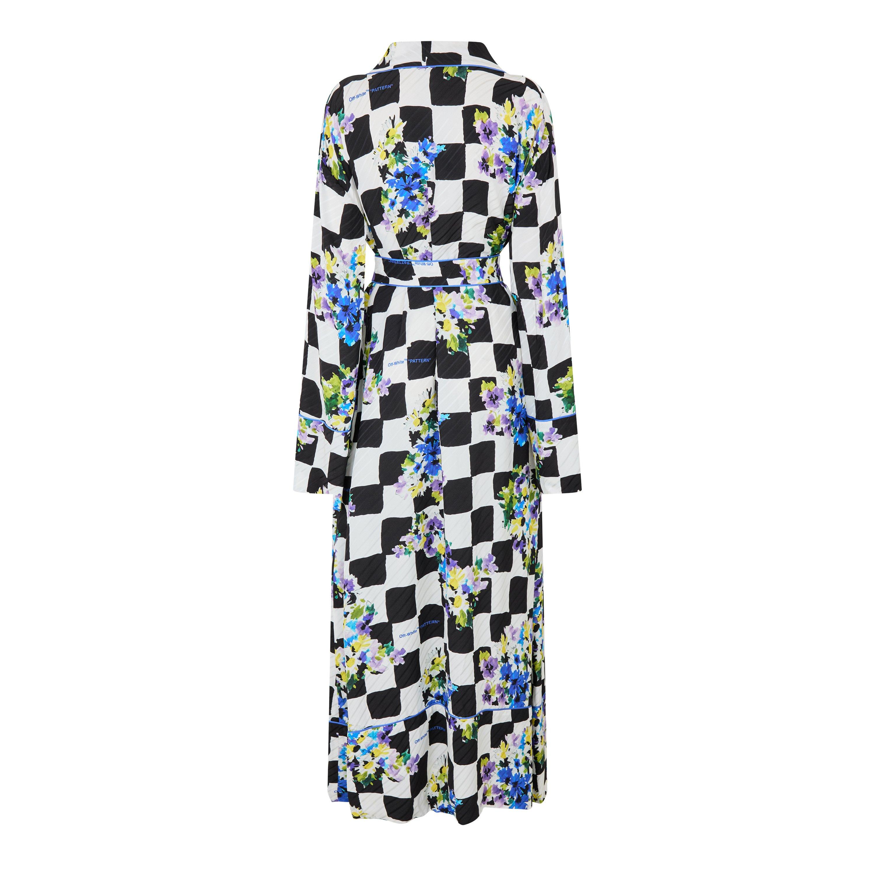 Off White Floral Print Satin Pajama Robe