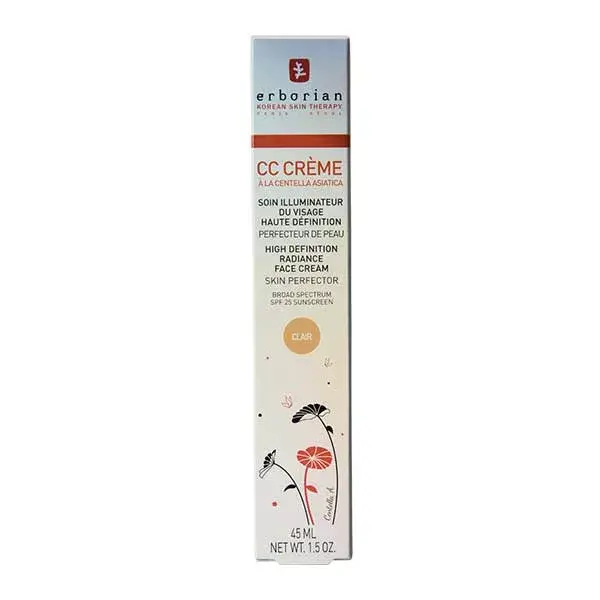 Erborian CC Cream Iluminador com Centella Asiática FPS 25 Transparente 45ml