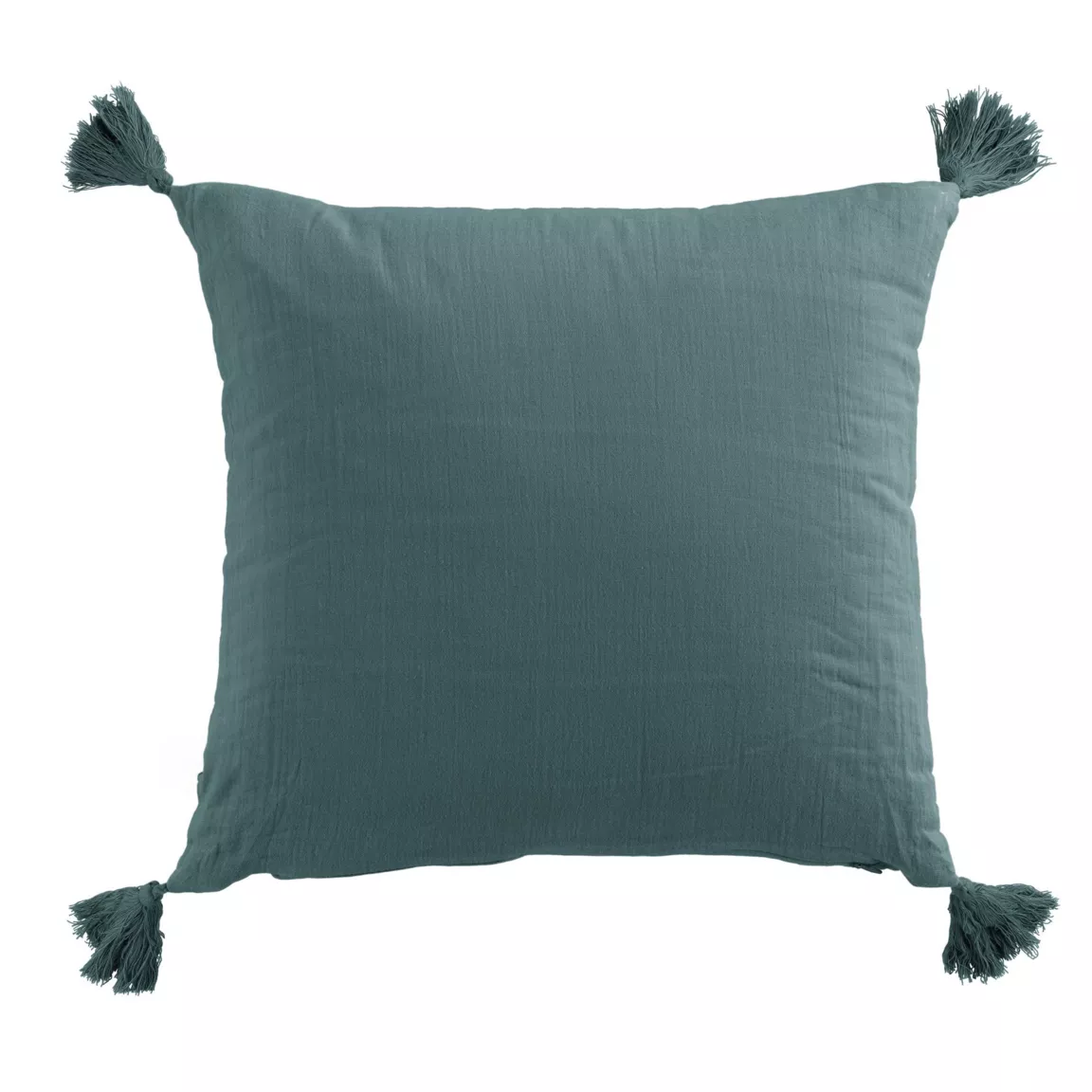 Coussin carré gaze de coton (40 x 40 cm) Gaïa Bleu canard