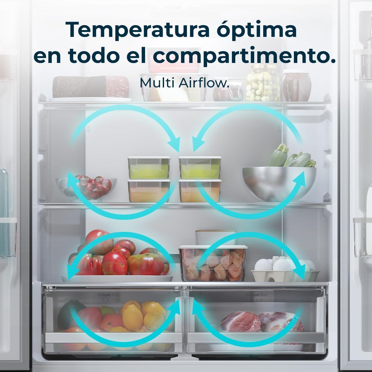 Cecotec Réfrigérateur Congélateur porte française Bolero CoolMarket FD 436 Dark E. 436 L, Total No Frost, Multi Airflow y compresseur inverter para ah