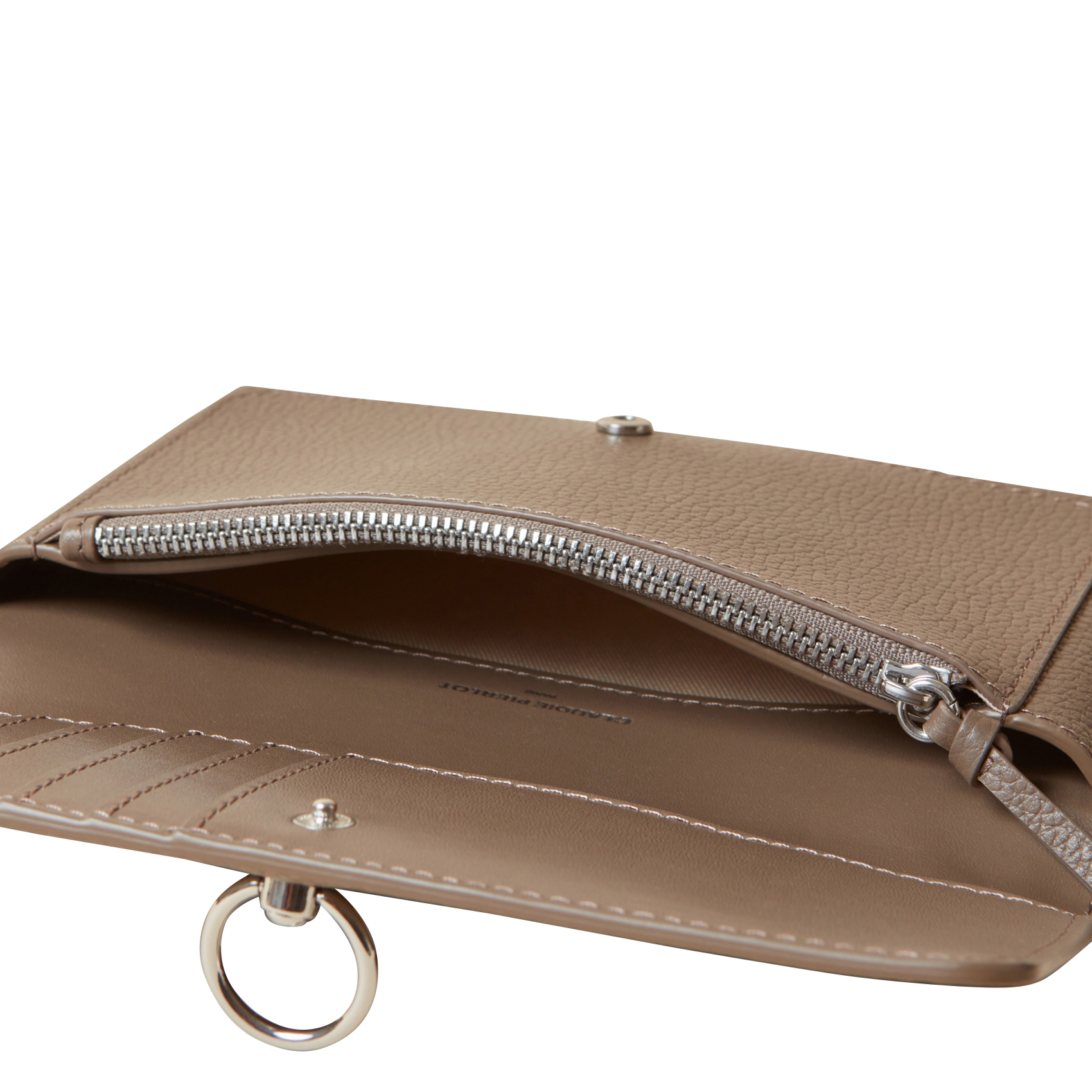 Pochette en cuir grainé | Marron