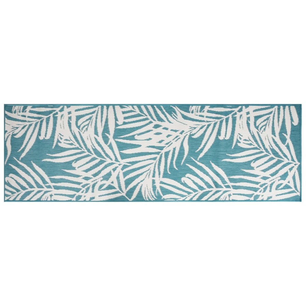 Tapis d'extérieur aqua et blanc 80x250 cm design réversible