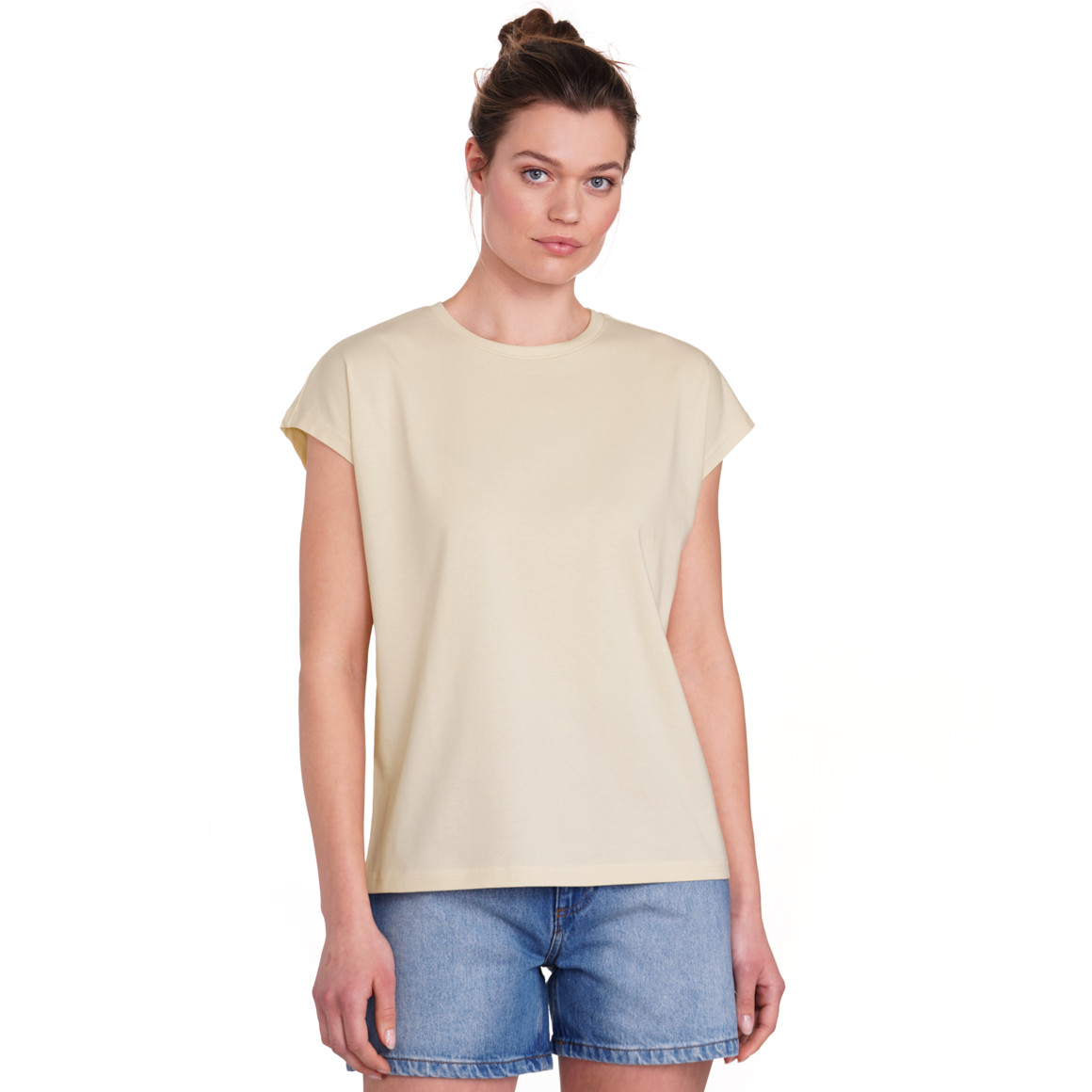 Jonas Nielsen Damen T-Shirt mit überschnittenen Ärmeln beige