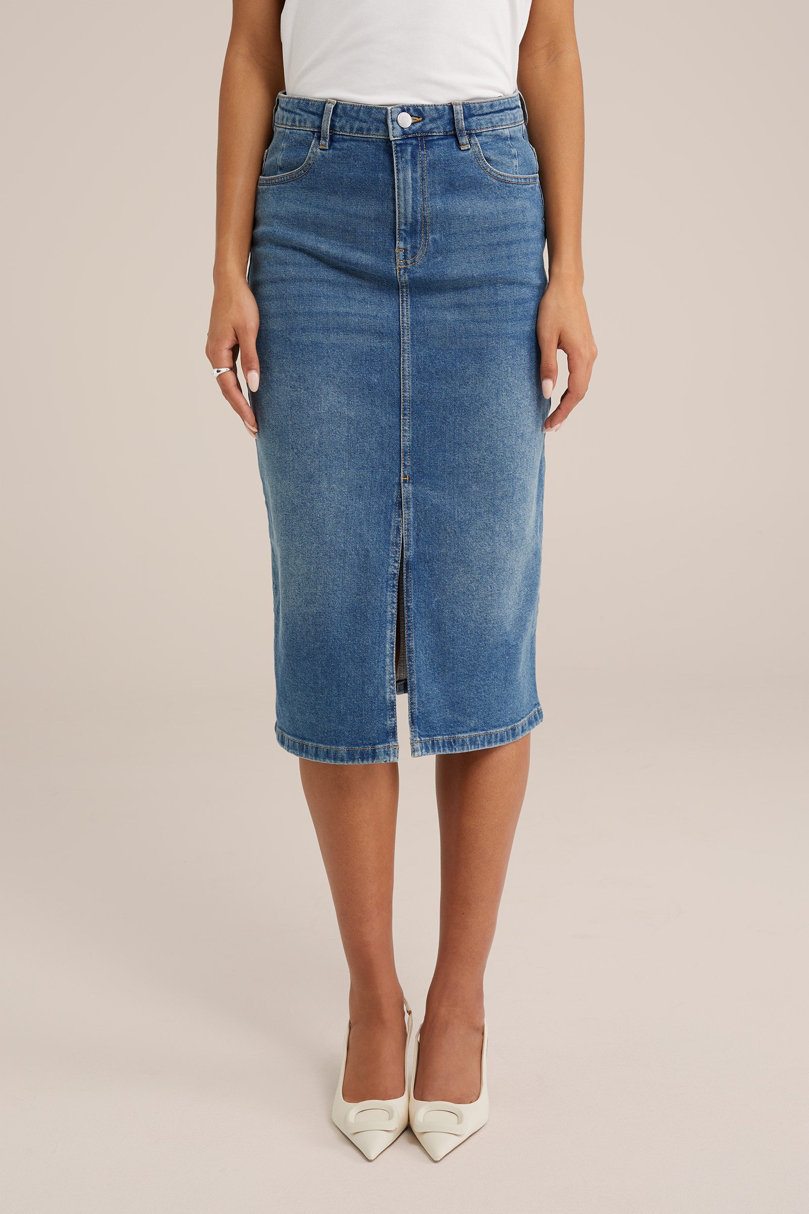 high rise denim rok Blue Ridge Blauw