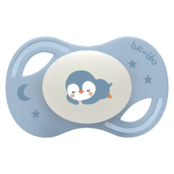 Luc et Léa Collection 2 Sucettes Nuit Anatomique Tétine Extra-slim 0-6 mois Pingouin Lapin