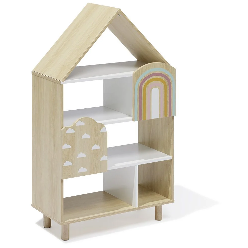 Étagère enfant 7 cases design nuage arc en ciel - L60,5xP30xH100 cm