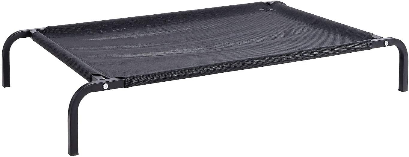 (90x60x17cm) Erhöhtes Hundebett Outdoor Camping Hundeliege Kühlendes Haustierbett - Schwarz