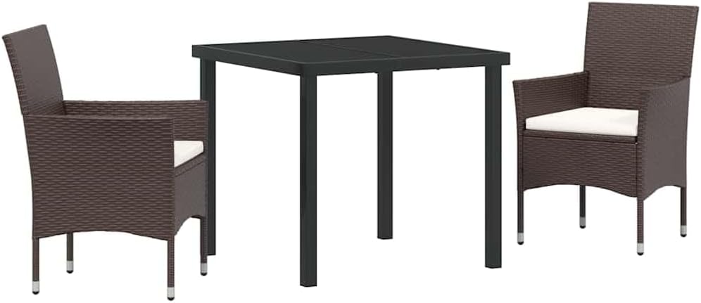 Gartenmöbel Essgruppe 160x80 cm Braun Poly-Rattan mit wetterfesten Sitzkissen Modernes Balkon-Terrassen-Set Robust und Langlebig für Garten Balkon und Terrasse