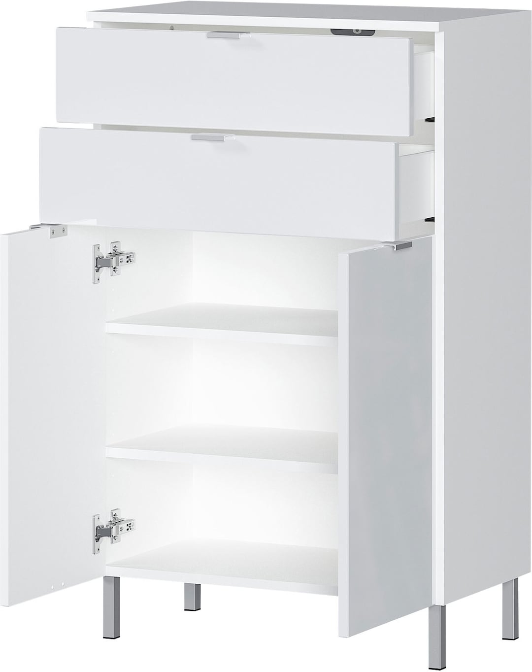 Kommode FEY 60 x 97 cm Weiß/ HG Weiß