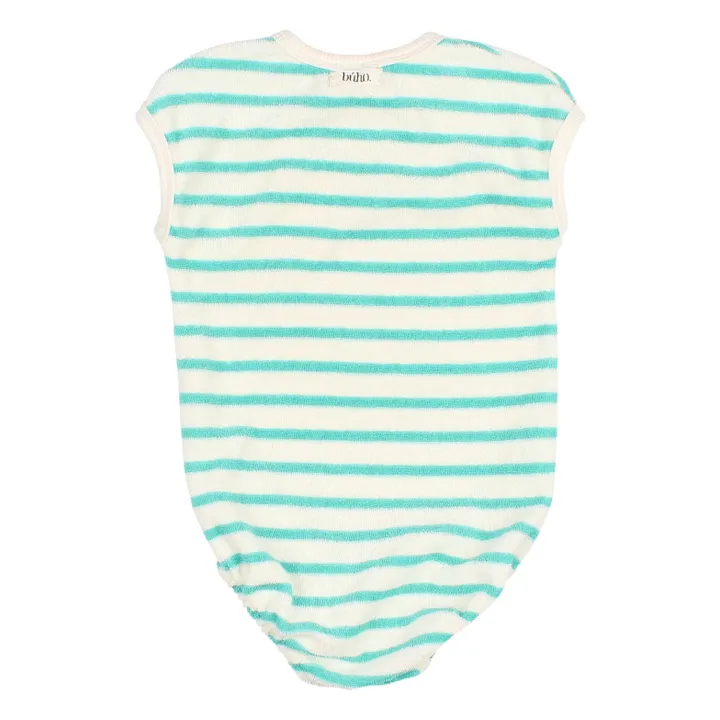 Búho Barboteuse Eponge Rayée | Bleu Vert