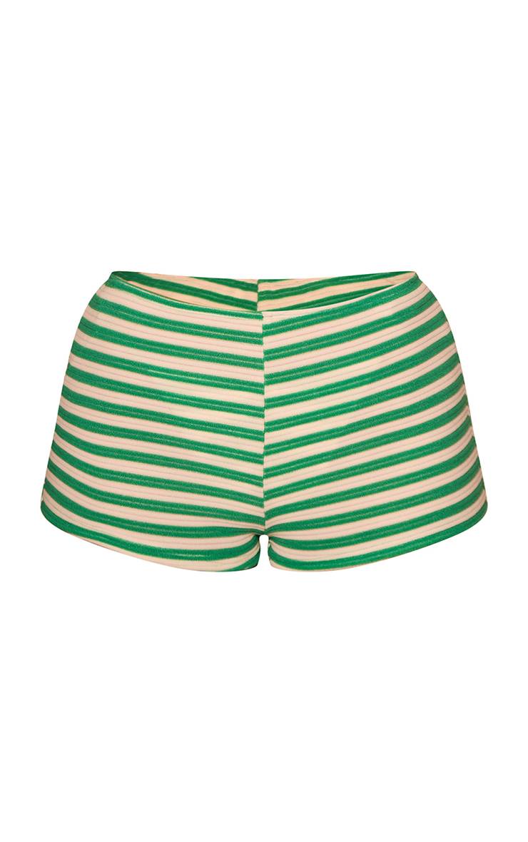 Vert Short De Plage En Tissu Éponge À Rayures