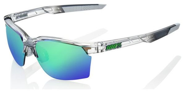 Lunettes 100% Sportcoupe - Polished Translucent Crystal Grey - Miroir Vert