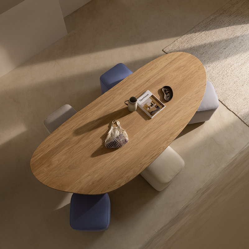 Studio HENK tafel Butterfly Blob - wit frame, HPL Fenix bianco kos 260 x 100 | HPL Fenix Bianco Kos | Verjongde Rand | Frame Wit