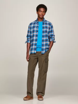 Camisa Tommy Tartan Escovada de Corte Regular