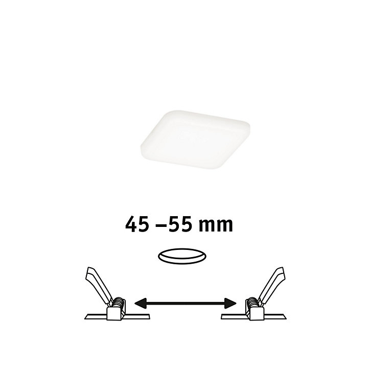 Panneau LED à encastrer Varifit Veluna 550lm 4,5w IP44 L.7,5 x l.7,5 cm blanc neutre Paulmann transparent