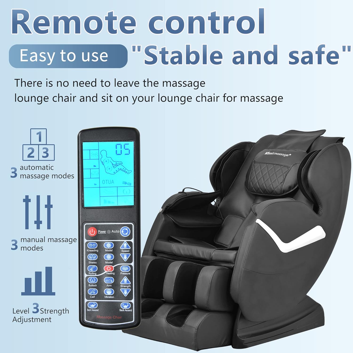 Cadeira de Massagem Elétrica Shiatsu de Corpo Inteiro com Gravidade Zero, Rolos para os Pés, Sistema Integrado de Massagem com Ar e Terapia de Calor, Alongamento e Vibração para Casa e Escritório (Preta)