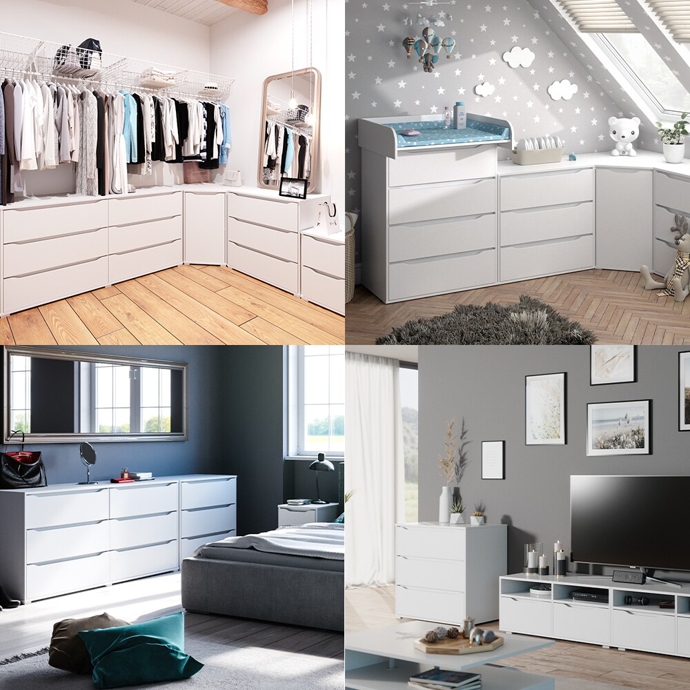 VICCO Kommode RUBEN Weiß 3 Schubladen 80cm Sideboard Mehrzweckschrank Schrank