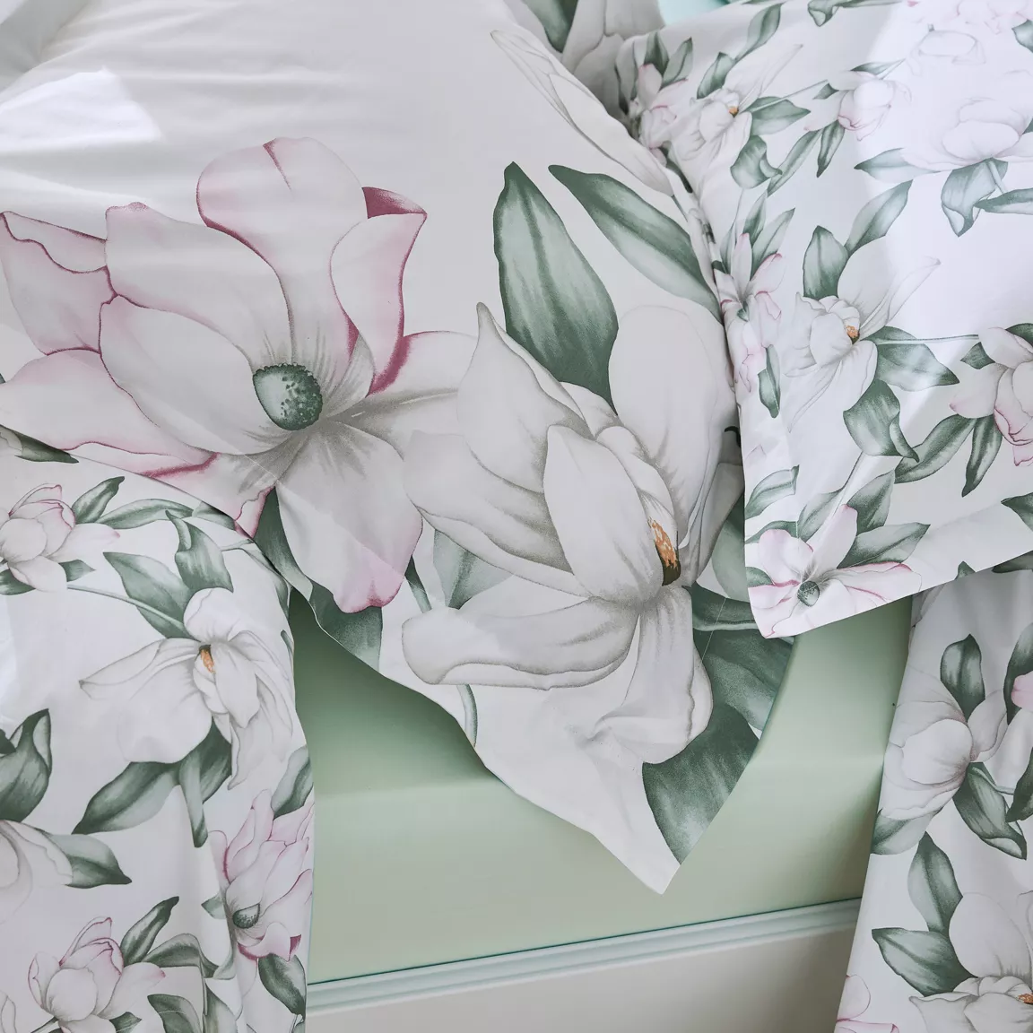 Housse de couette percale de coton (200 x 200 cm) Magnolia Vert sauge