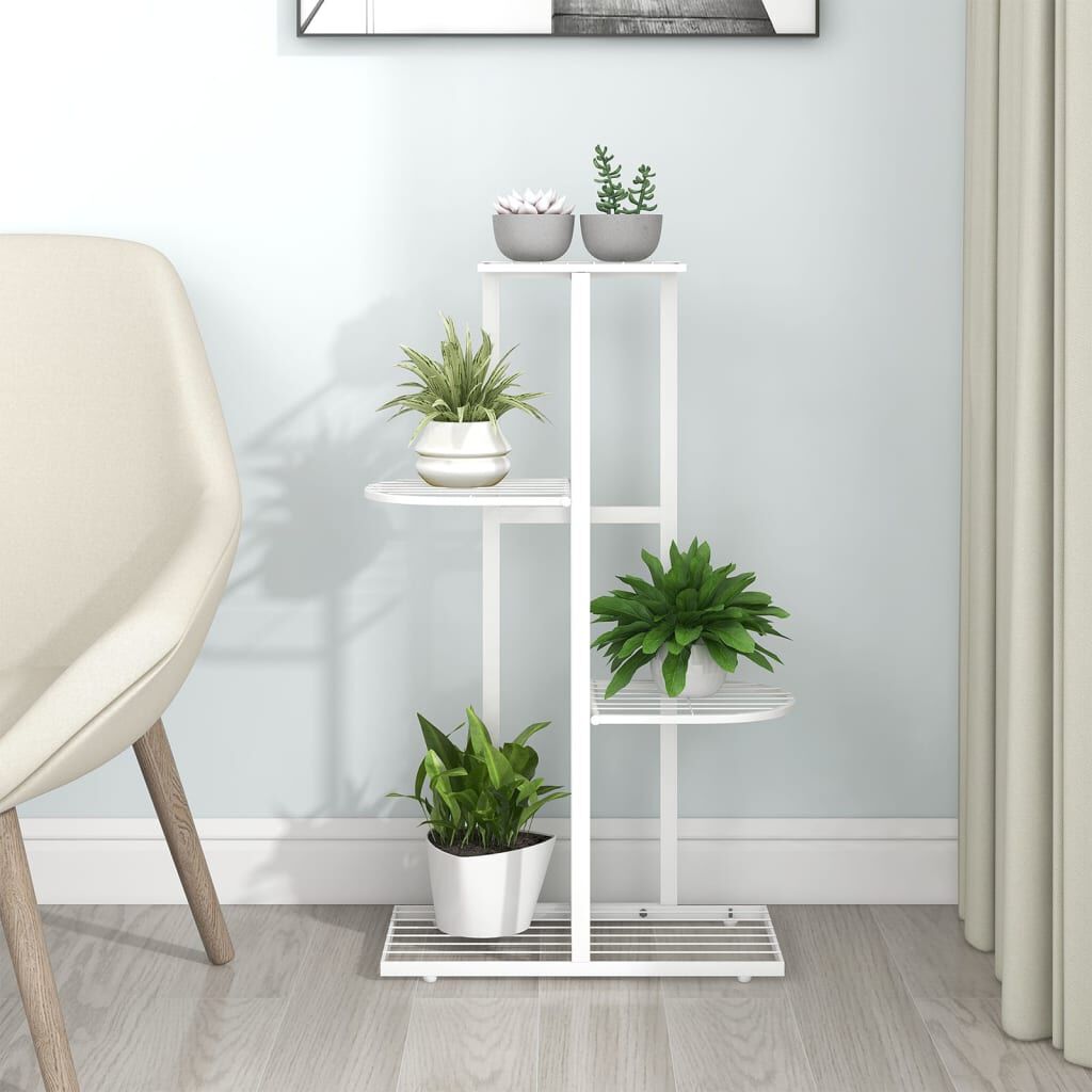 vidaXL Bloemenstandaard 4-laags 43x22x76 cm Wit Metaal