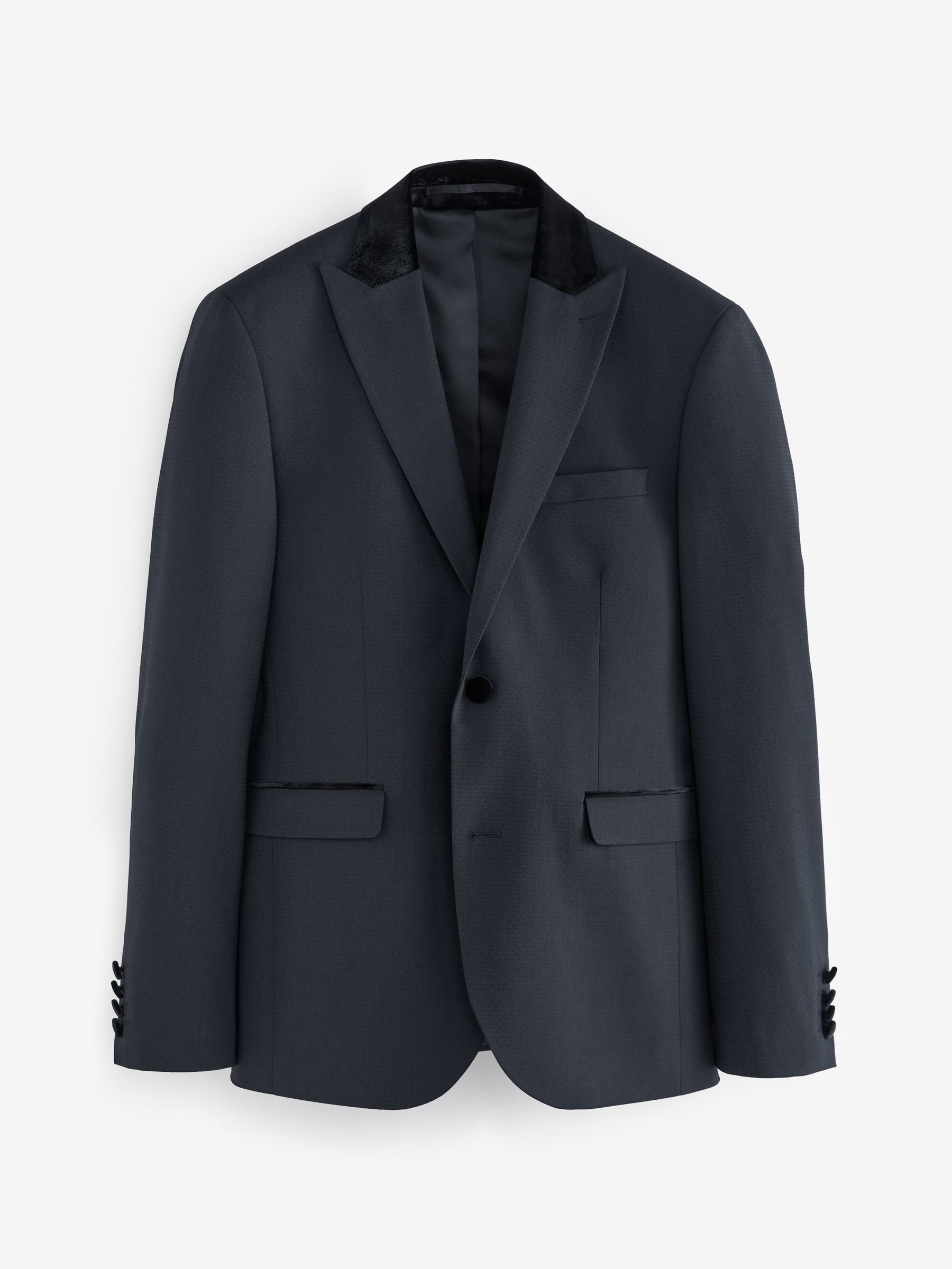 Marineblauw - Skinny-fit smoking met patroon: colbert