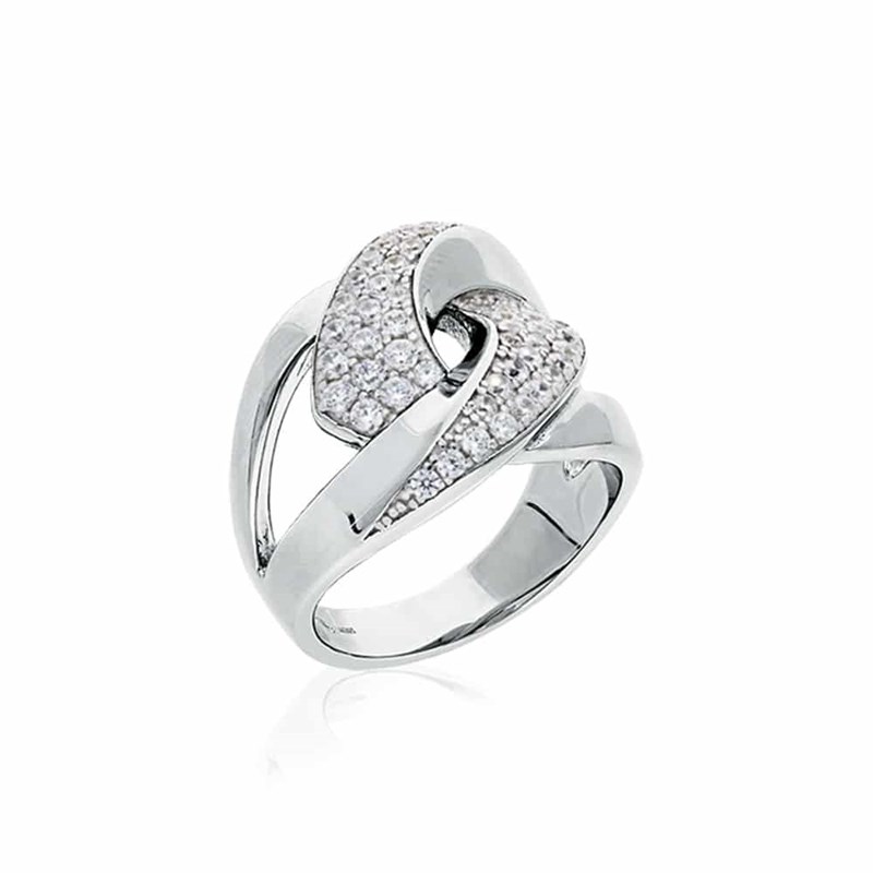 Bague Classique Argent Serti Blanc