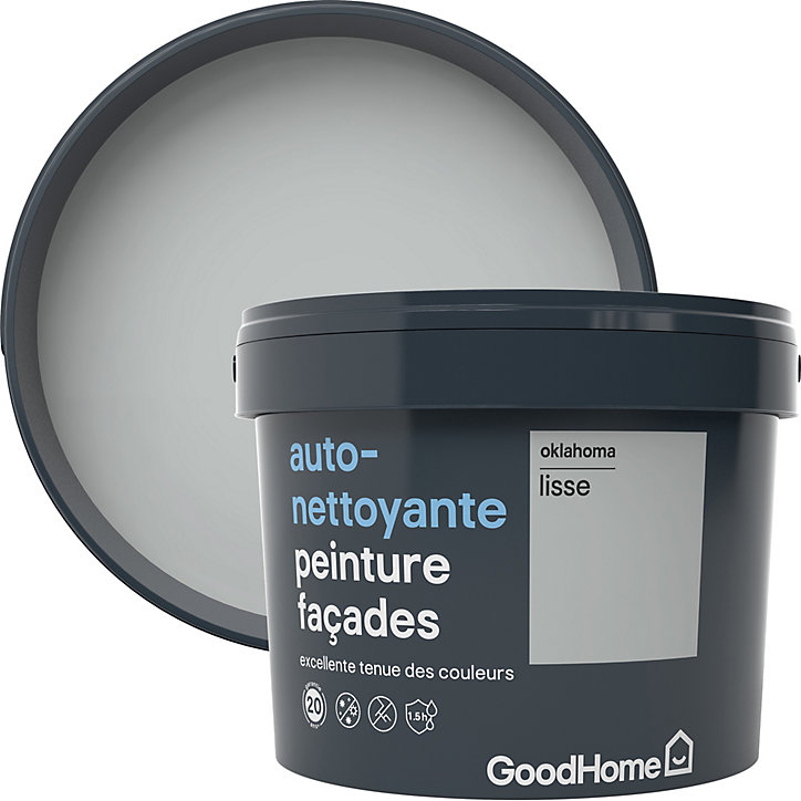 Peinture extérieure façade autonettoyante Premium GoodHome gris Oklahoma 10L