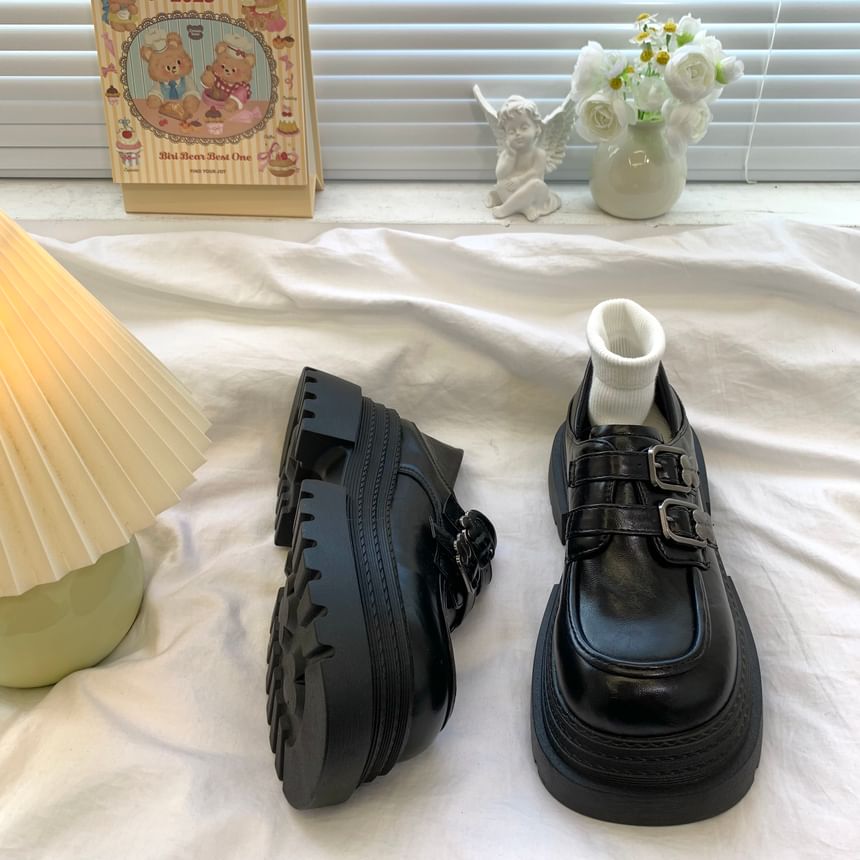 DURAC - Loafers met imitatieleren gespband en plateauzool