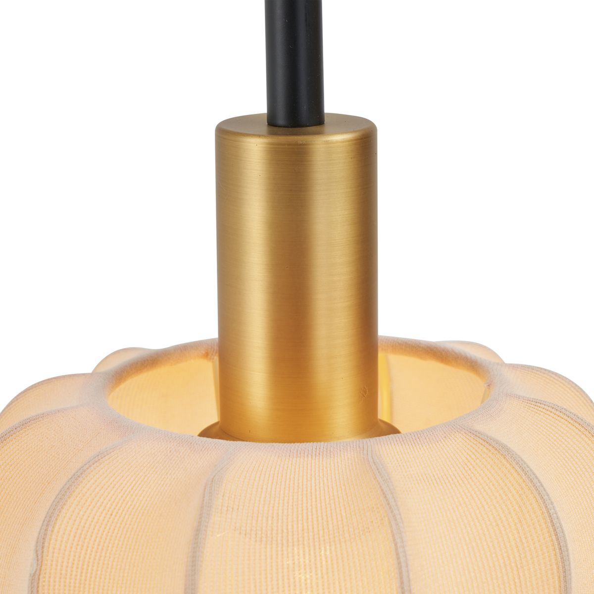 Japandi vloerlamp zwart met goud en beige kap - Pluni