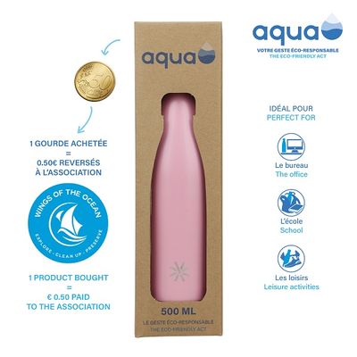 Aqua Pastel - Gourde Bouteille isotherme 500 ml - double paroi - disponible dans différentes couleurs - Viquel