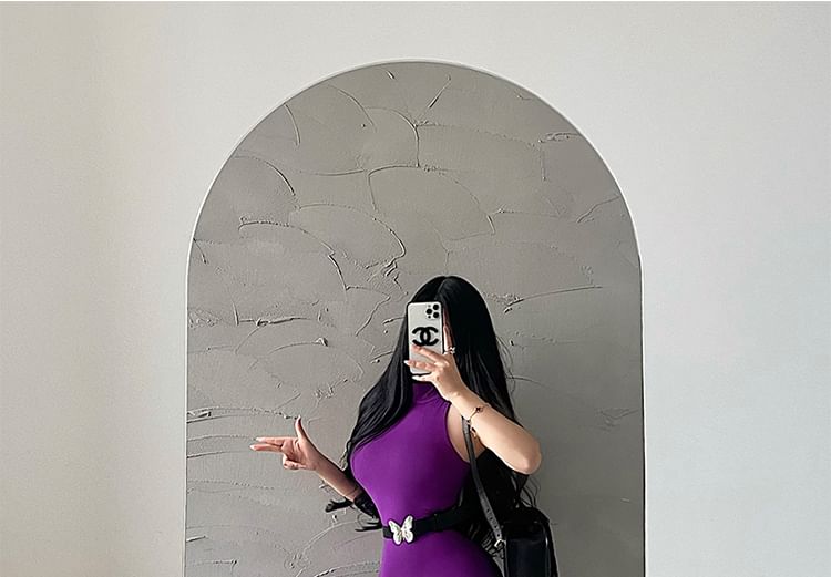 RainGirl - Mouwloze playsuit met opstaande kraag en effen kleur