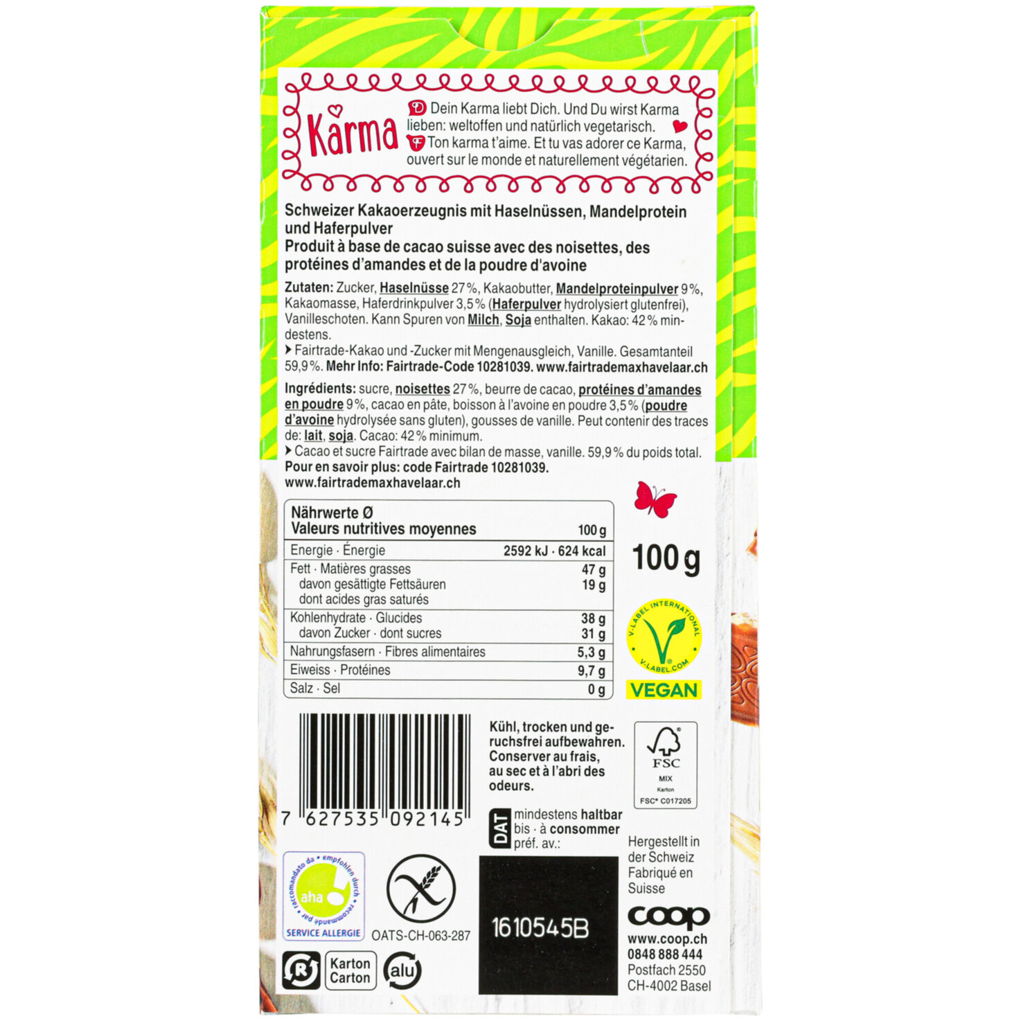 Karma Fairtrade Tafelschokolade Choco Nuts