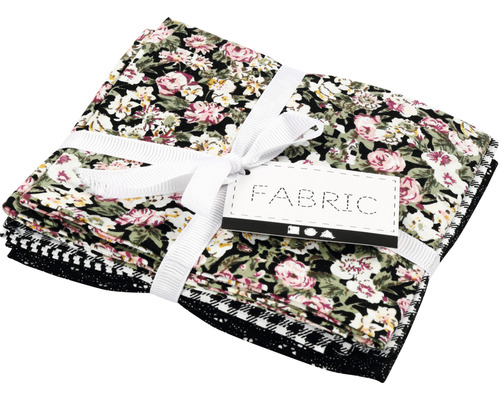 Zwarte patchworkstof, 45x55 cm, 4 stuks/1 bundel