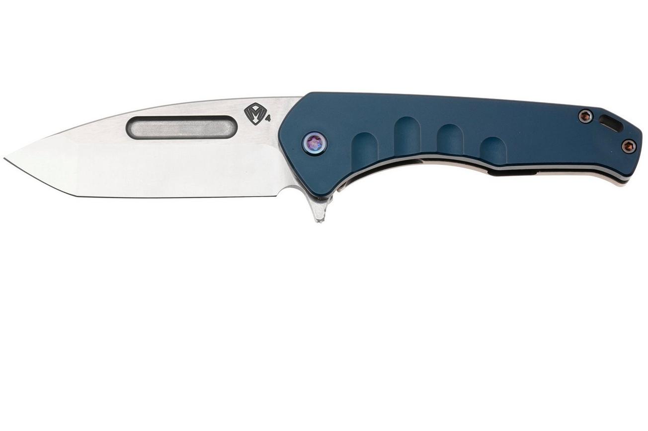 Medford Swift FL Flipper 25-SFF-02, Tumbled S45VN Tanto, Blue Aluminum Handle, Flamed Hardware zakmes