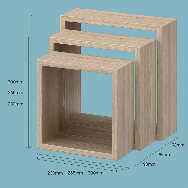 Lot de 3 étagères murales cubes modulables Form Rigga effet chêne