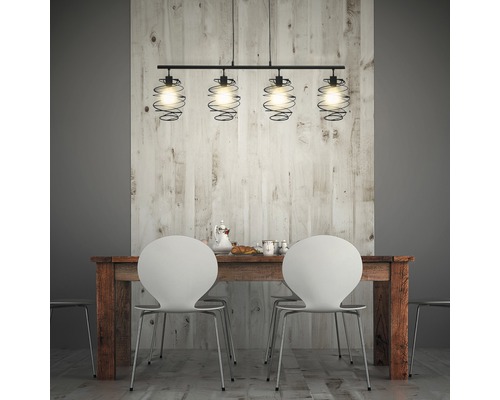 Hanglamp, 4-lichts, HxØ 130x111 cm, zwart