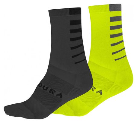 Paire de Chaussettes Coolmax rayées Jaune / Gris
