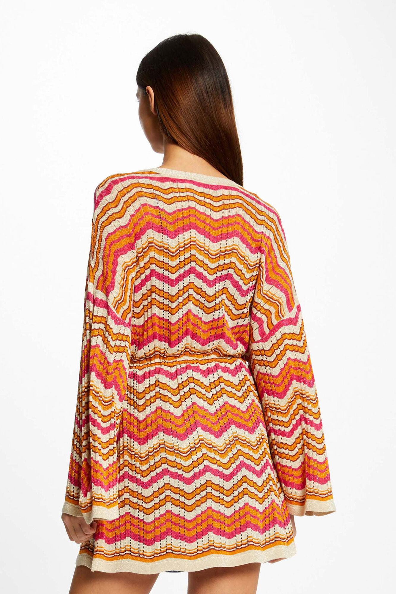 Poncho com estampa chevron - Estampa laranja