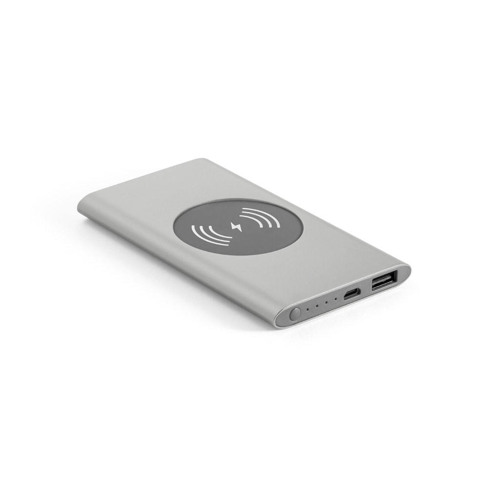 hi!dea 97078 - Power bank 4 000 mAh avec chargeur sans fil 5W en aluminium recyclé (100 % rAL)
