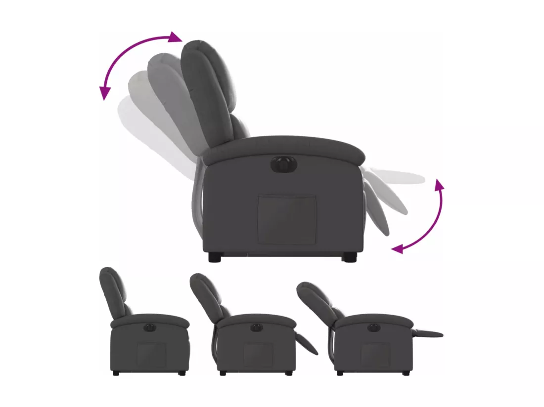 Fauteuil inclinable électrique gris cuir véritable