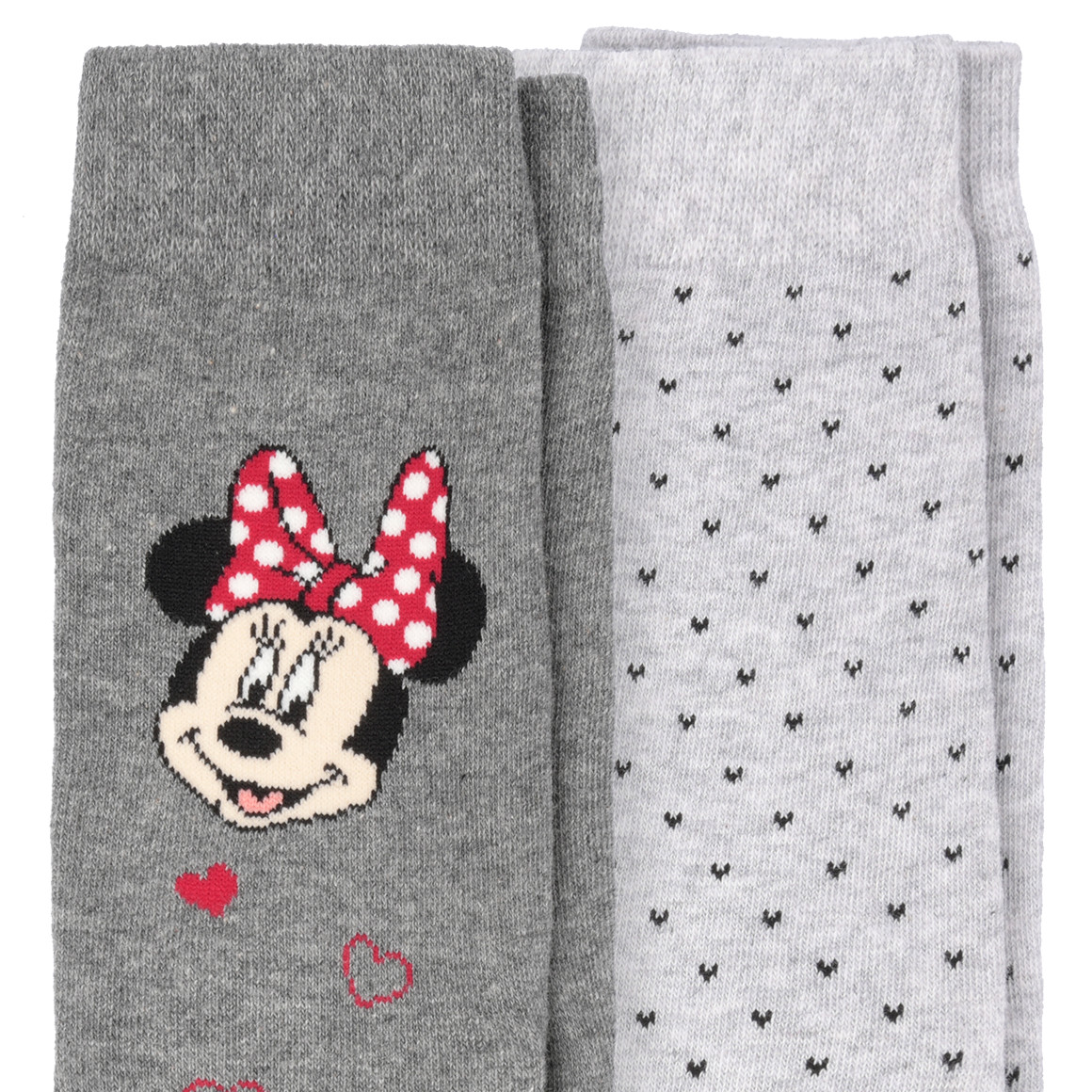 Gina Benotti 2 Paar Minnie Maus Socken im Muster-Mix grau / hellgrau