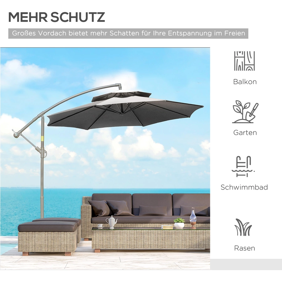 Outsunny Sonnenschirm mit Entlüftung grau