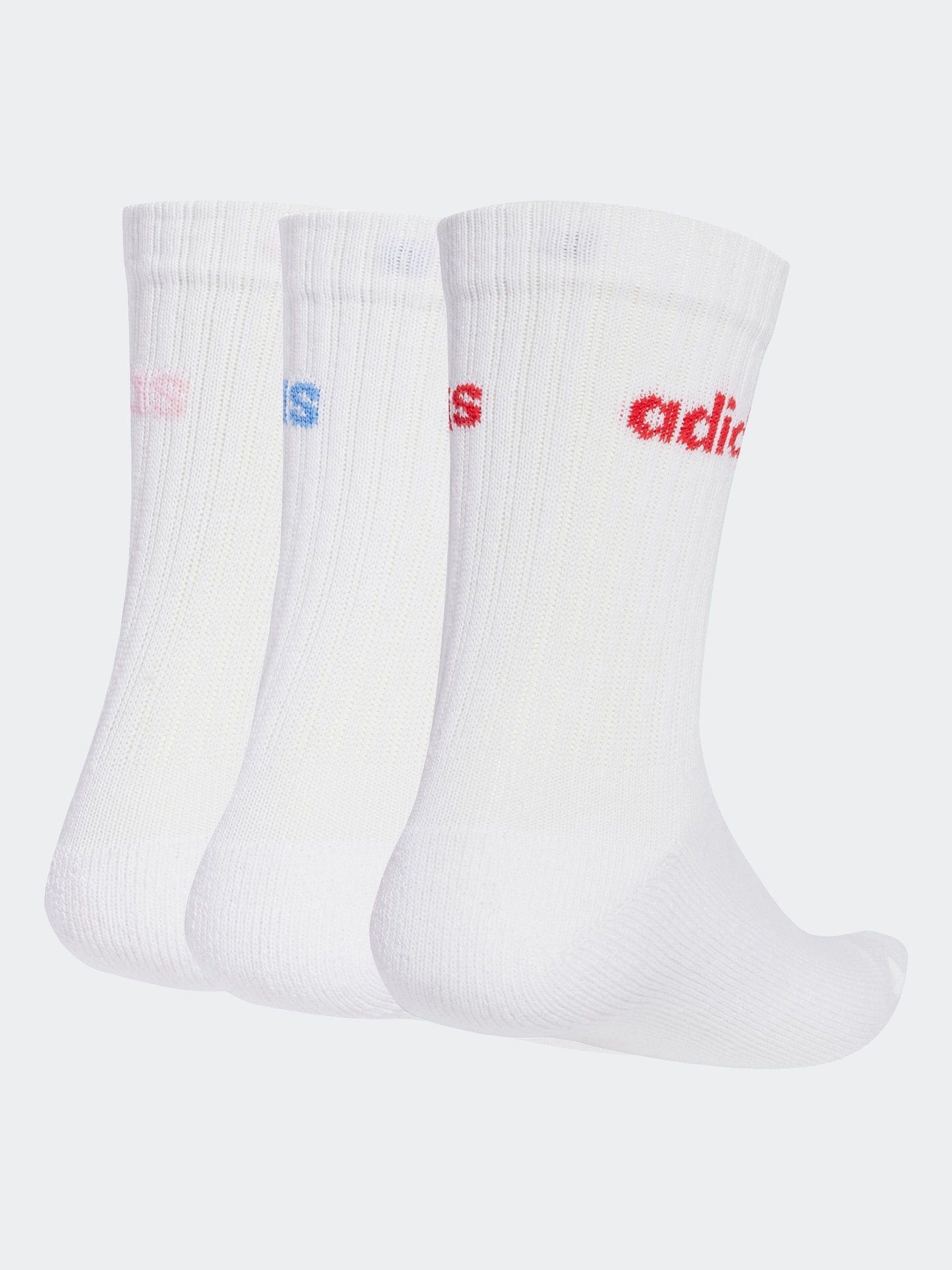 Ecruwit - adidas Linear verpakking van 3 paar dikke sokken met ronde hals