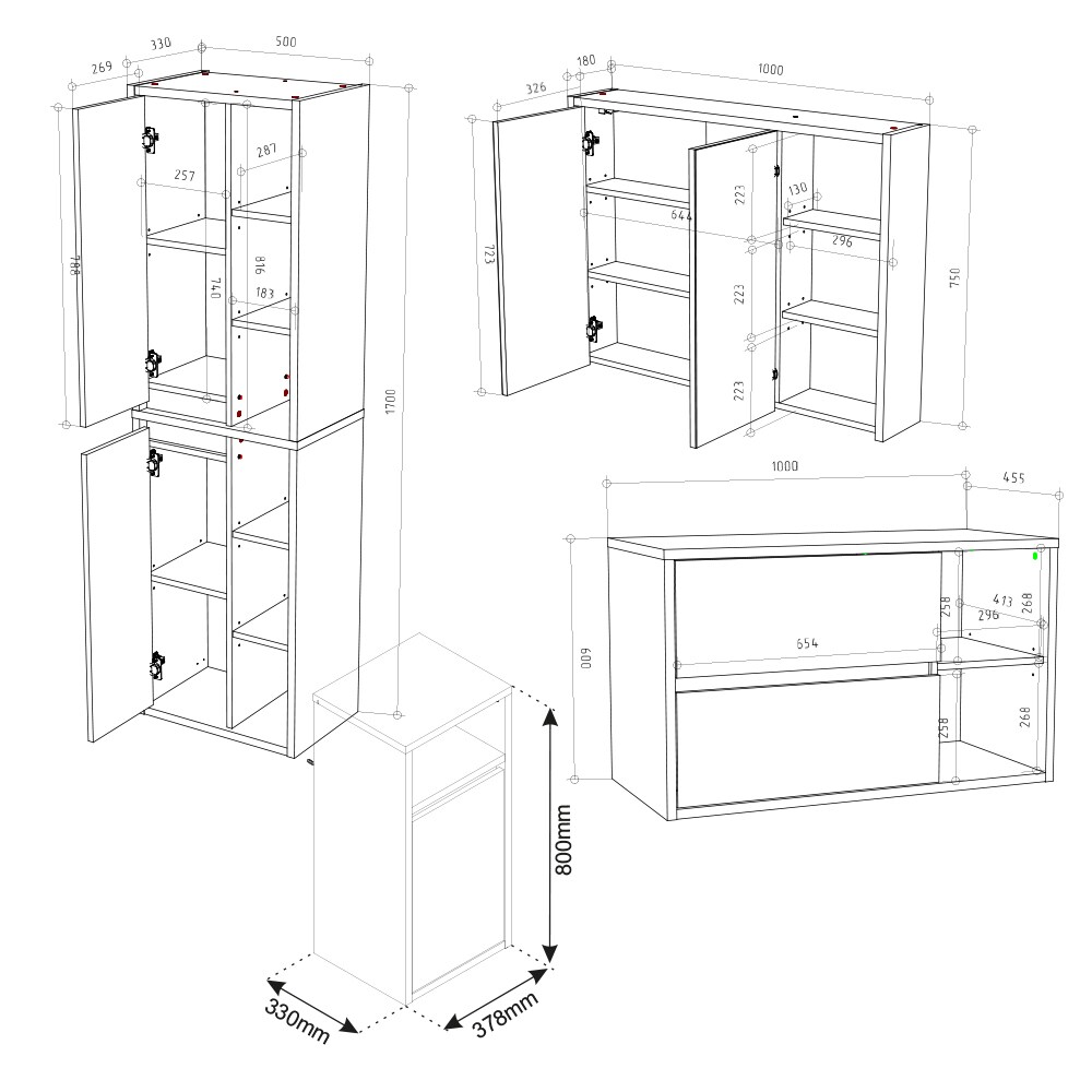 Vicco Badmöbel-Set Badezimmer-Möbel Bad-Schrank Viola Grau Anthrazit modern Badezimmerschrank Waschtischunterschrank Spiegelschrank Midischrank Hochschrank Schranktür Schrankfach Ablage Aufbewahrung