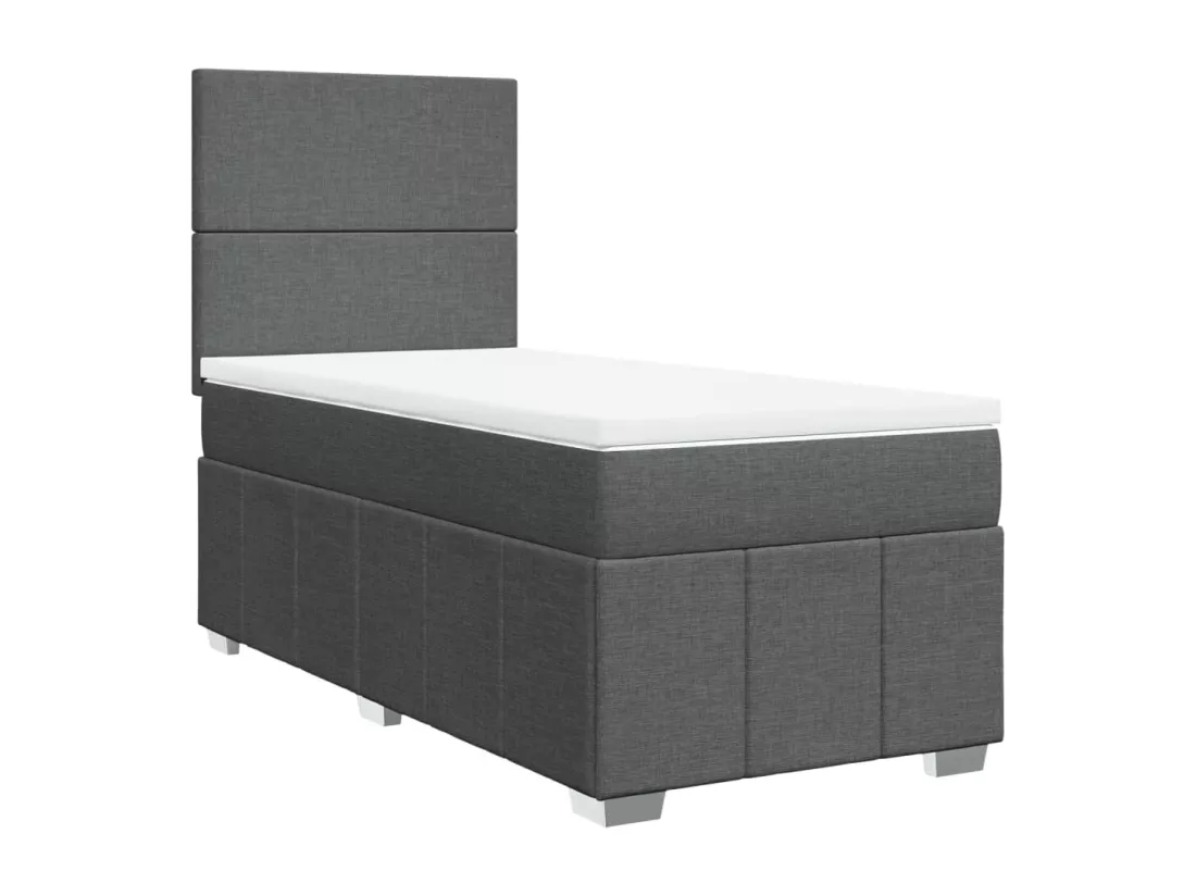 Sommier à lattes de lit et matelas Gris foncé 90x190 cm Tissu
