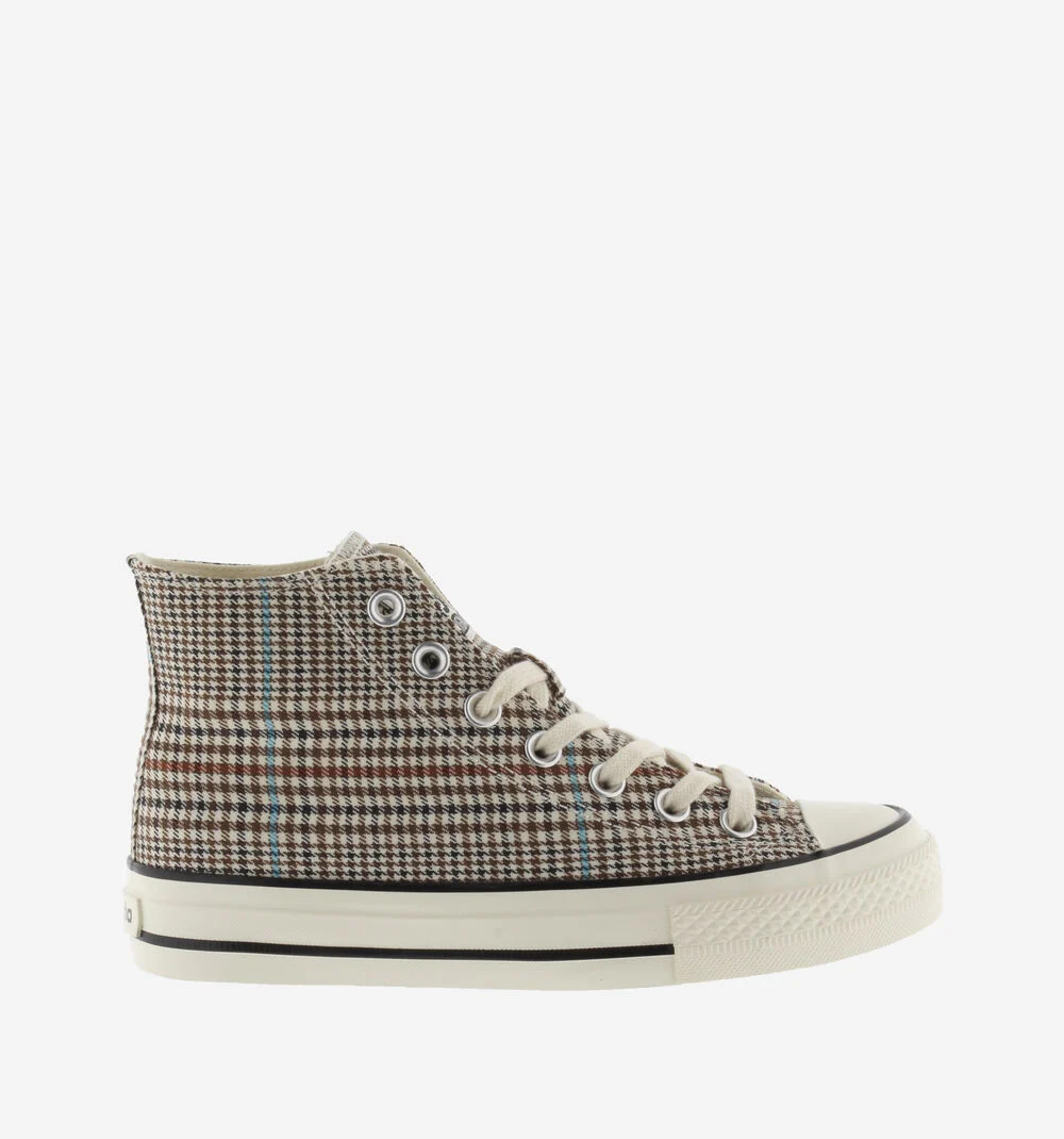 TRIBU BRILLANCE CARREAUX Baskets montantes pour femmes à carreaux TAUPE
