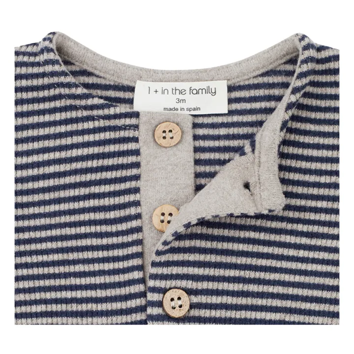 1+ in the family T-Shirt Côtelé Rayé Willem | Bleu marine