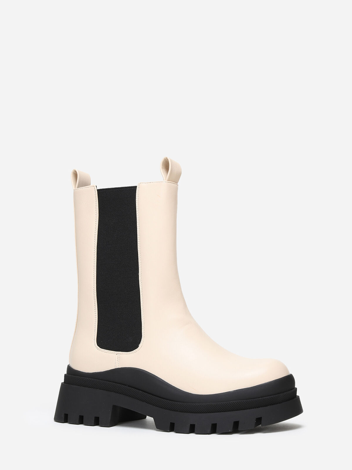 Bottines chelsea en simili crantées- Beige