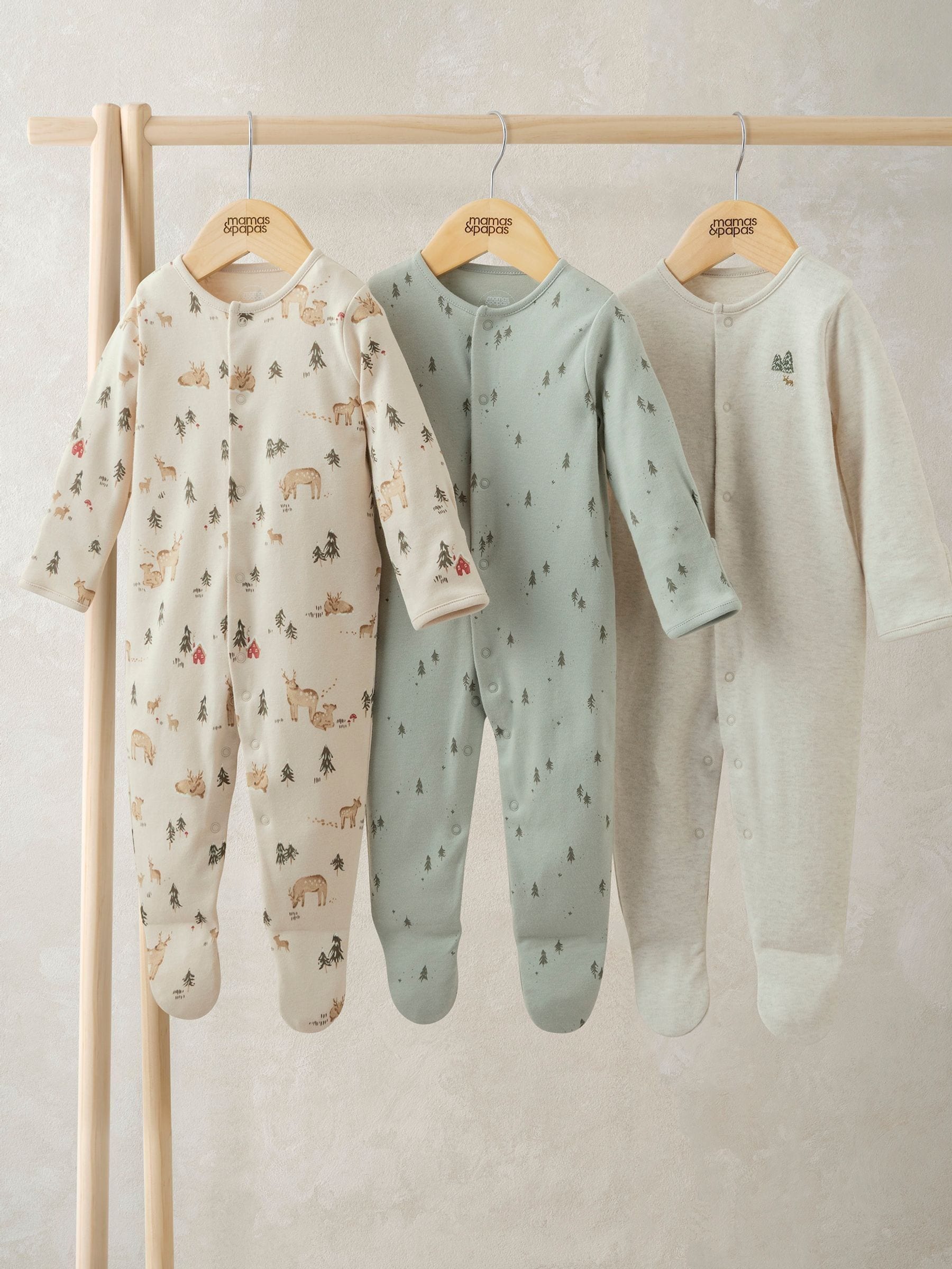 Mamas & Papas Winter Woodland Sleepsuits Pack of 3